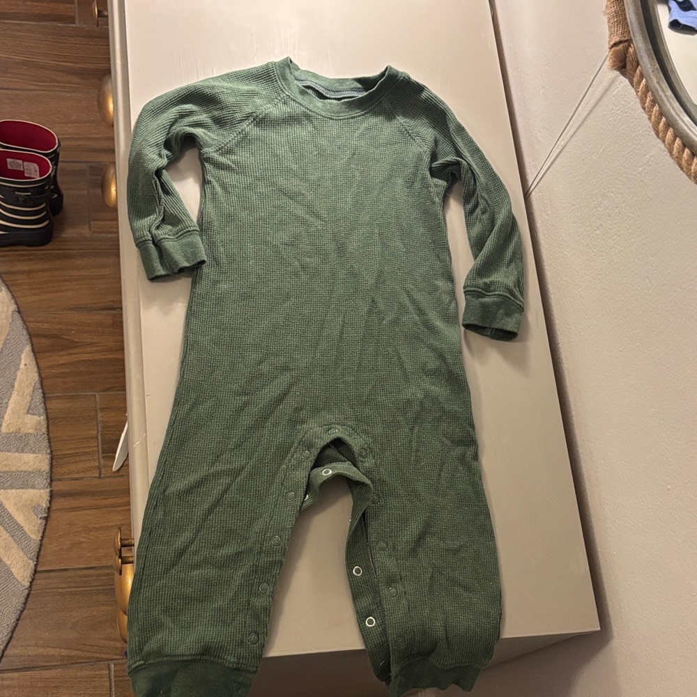 Carter's Olive Green Waffle Kids Footie One Piece